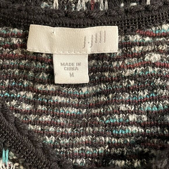 J. Jill‎ Cardigan Rainbow Long Duster Cotton Wool Blend Knit 3 Button Medium EUC - Picture 8 of 14